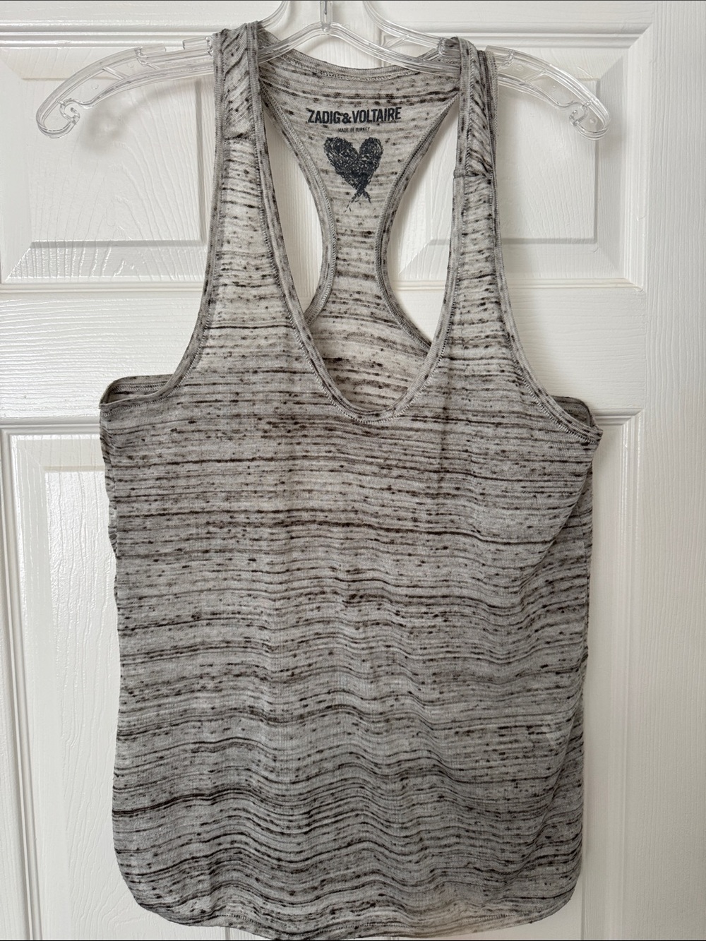 Zadig & Voltaire Marled Gray Striped Racerback Tank runs larger than small (m/l)